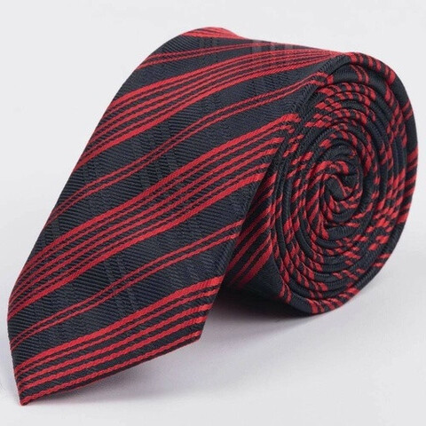 Прокат красного галстука в черную полоску мульти для мужских костюмов