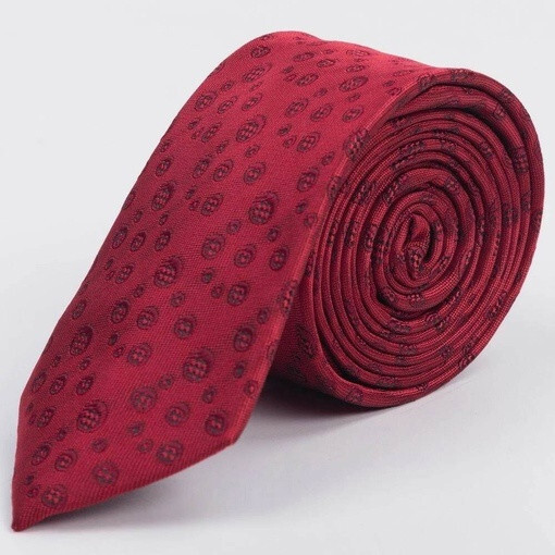 Кликните для увеличения изображения Прокат бордового галстука с кольцевым узором для мужских костюмов
