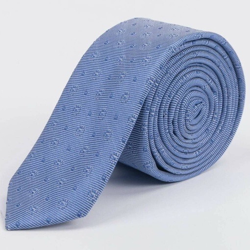 Кликните для увеличения изображения Прокат узкого голубого галстука с узором для мужских костюмов