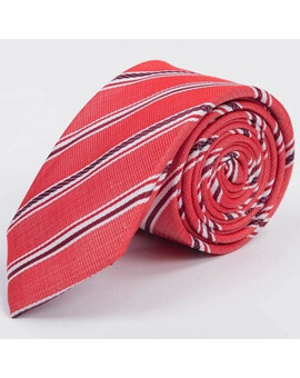 Аренда галстука светло-красного цвета в разноцветную полоску для мужского костюма, изображение 1