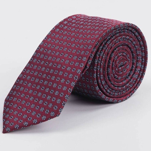 Кликните для увеличения изображения Прокат бордового галстука с голубым цветочным узором для мужских костюмов