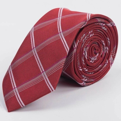 Кликните для увеличения изображения Прокат бордового галстука в белую крупную клетку для мужских костюмов