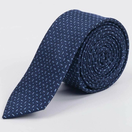 Кликните для увеличения изображения Аренда узкого галстука синего цвета с голубым узором для мужских костюмов