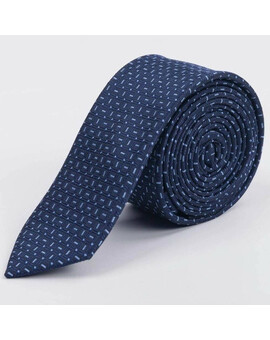 Аренда узкого галстука синего цвета с голубым узором для мужских костюмов, изображение 1