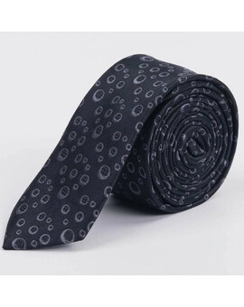 Аренда узкого галстука черного цвета с кольцевым узором мульти для мужского костюма, изображение 1