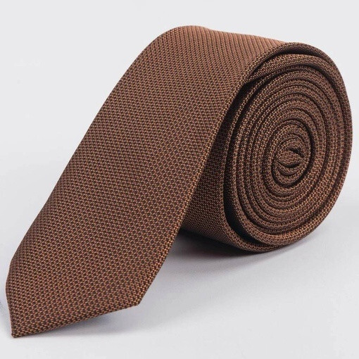 Кликните для увеличения изображения Аренда узкого галстука коричневого цвета с текстурой для мужского костюма