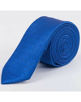 Аренда узкого галстука ярко-синего цвета в фактурную клетку для мужских костюмов, изображение 1