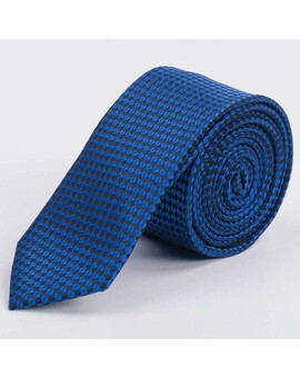 Аренда узкого галстука ярко-синего цвета с узором для мужских костюмов, изображение 1