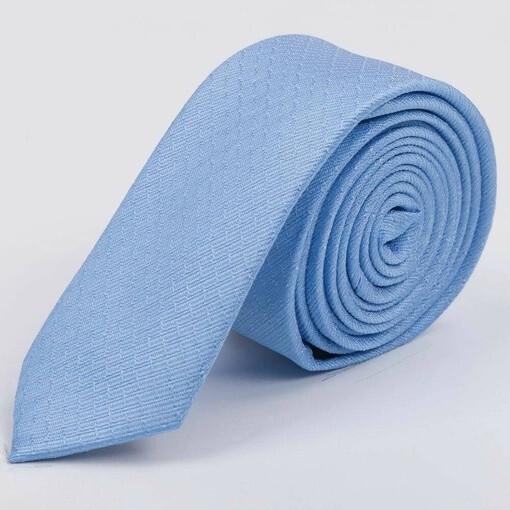 Кликните для увеличения изображения Прокат узкого галстука голубого цвета с узором для мужского костюма