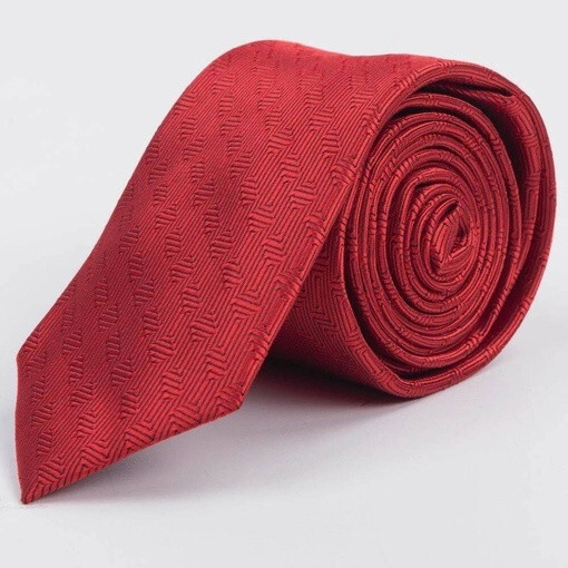 Кликните для увеличения изображения Прокат фактурного галстука ярко-красного цвета с ромбовидным узором для мужского костюма