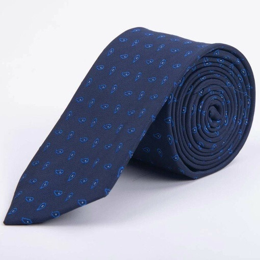 Кликните для увеличения изображения Прокат галстука темно-синего цвета с фактурным узором для мужских костюмов