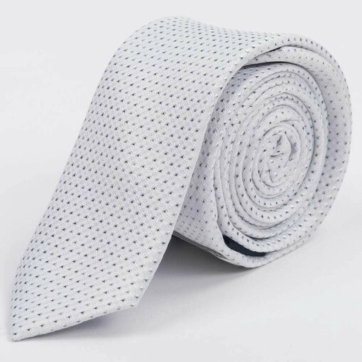 Кликните для увеличения изображения Прокат узкого галстука белого цвета с узором для мужских костюмов