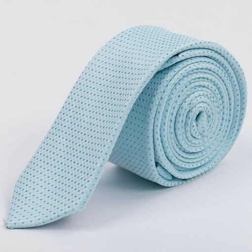 Кликните для увеличения изображения Прокат узкого галстука светло-голубого цвета с узором для мужских костюмов