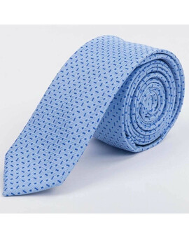 Прокат узкого галстука голубого цвета с синим узором для мужских костюмов, изображение 1