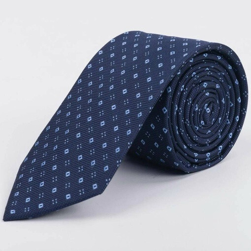 Кликните для увеличения изображения Арендовать синий галстук с голубым ромбовидным узором для мужского костюма