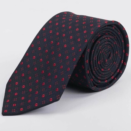 Кликните для увеличения изображения Арендовать черный галстук с красным ромбовидным узором для мужских костюмов