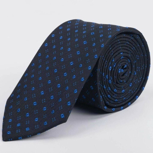 Кликните для увеличения изображения Прокат галстука черного цвета с синим ромбовидным узором для мужских костюмов