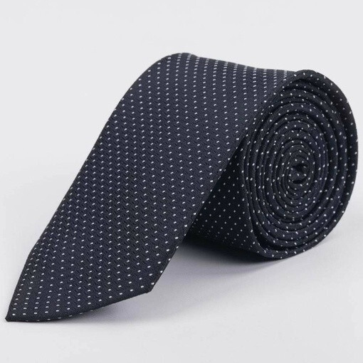 Кликните для увеличения изображения Арендовать черный галстук с белым точечным узором для мужских костюмов