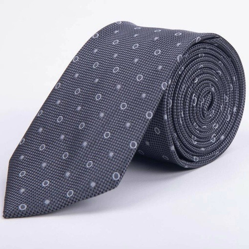 Кликните для увеличения изображения Арендовать серый текстурированный галстук с мелким кольцевым узором для мужского костюма