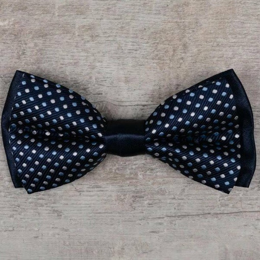 Кликните для увеличения изображения Аренда бабочки синего цвета с разноцветным мелким круглым узором для мужского костюма