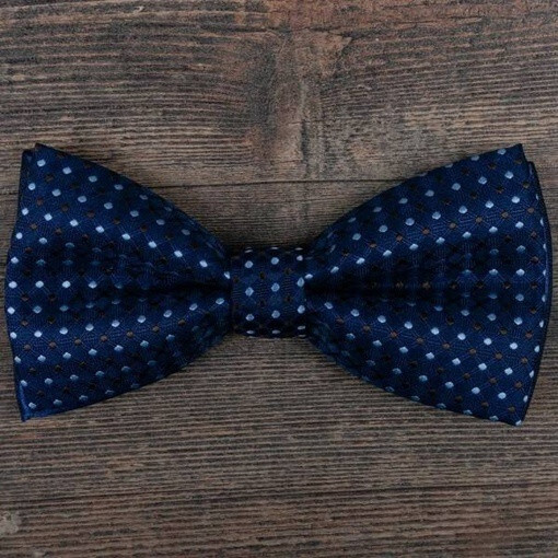 Кликните для увеличения изображения Аренда бабочки синего цвета с черно-голубым мелким круглым узором для мужских костюмов