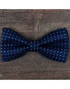 Аренда бабочки синего цвета с черно-голубым мелким круглым узором для мужских костюмов, изображение 1