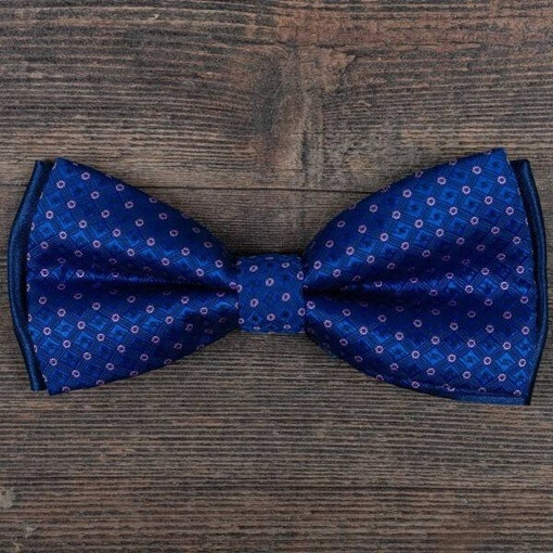 Кликните для увеличения изображения Прокат бабочки синего цвета в клетку с фиолетовым узором для мужского костюма