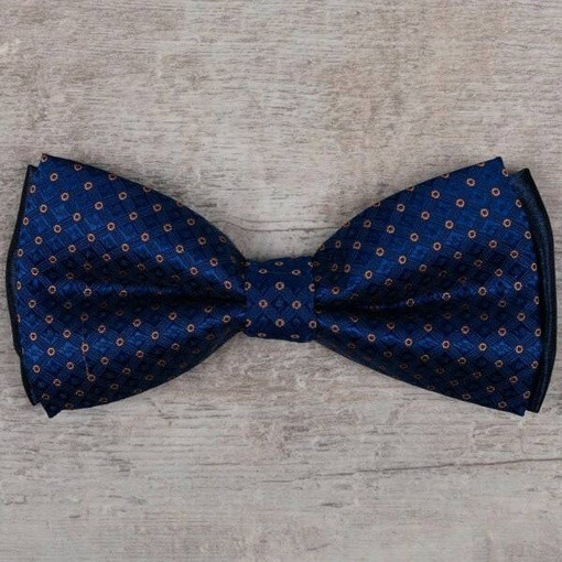 Кликните для увеличения изображения Прокат бабочки синего цвета в клетку с коричневым узором для мужского костюма