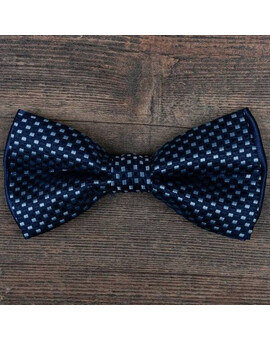 Аренда бабочки синего цвета с мелким бежевым узором для мужских костюмов, изображение 1