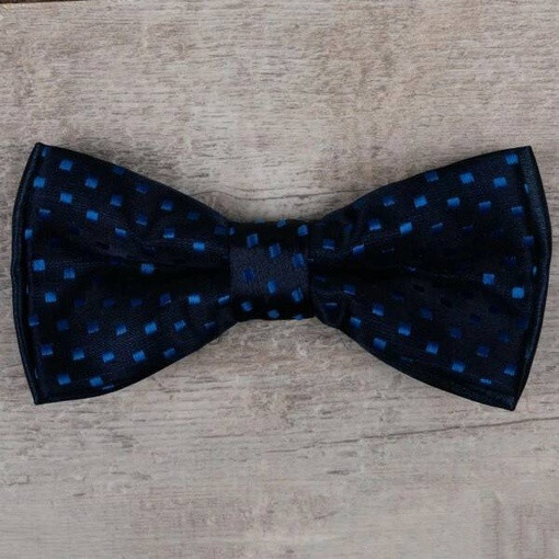 Кликните для увеличения изображения Прокат черной бабочки с узором синего цвета для мужского костюма