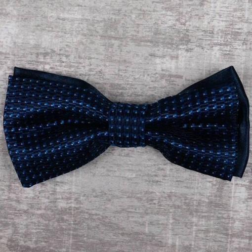 Кликните для увеличения изображения Прокат бабочки темно-синего цвета с узором для мужского костюма