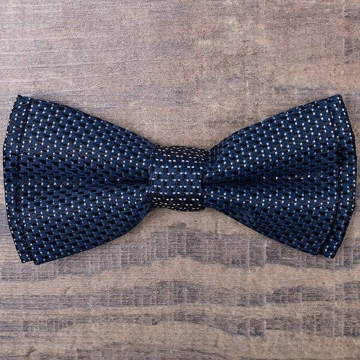 Кликните для увеличения изображения Темно-синяя бабочка в аренду с белым узором для мужских костюмов