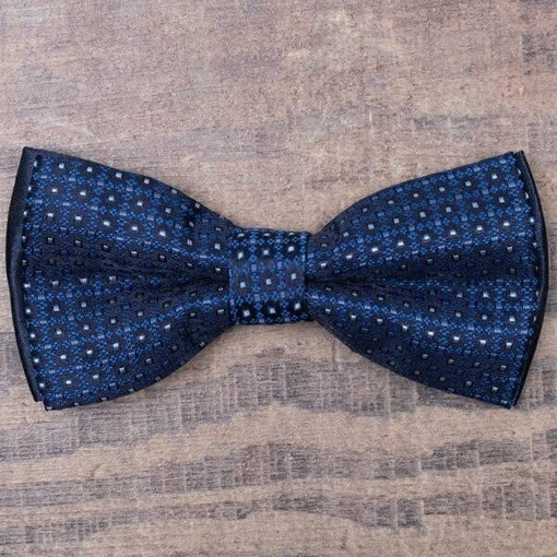 Кликните для увеличения изображения Прокат бабочки синего цвета с узорчатой клеткой для мужских костюмов