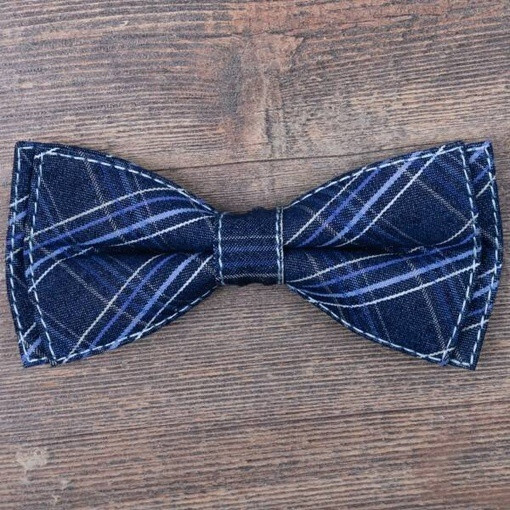 Кликните для увеличения изображения Аренда бабочки синего цвета в крупную клетку для мужских костюмов