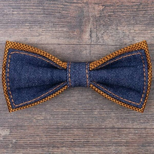 Кликните для увеличения изображения Аренда джинсовой бабочки с оранжевыми вставками для мужских костюмов