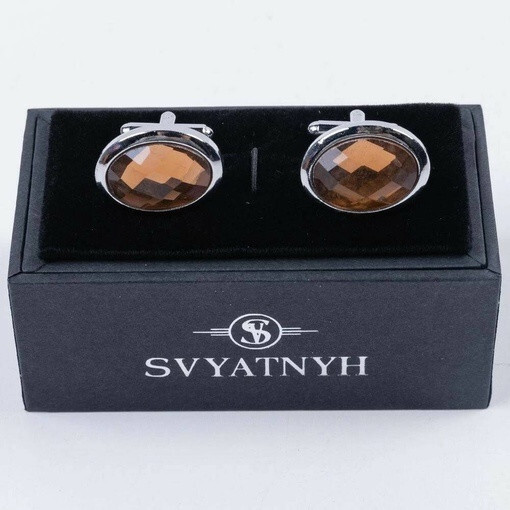 Кликните для увеличения изображения Аренда запонок с оранжевыми вставками для мужских костюмов