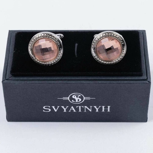 Кликните для увеличения изображения Аренда запонок круглой формы с оранжевыми вставками для мужских костюмов