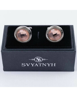 Аренда запонок круглой формы с оранжевыми вставками для мужских костюмов, изображение 1