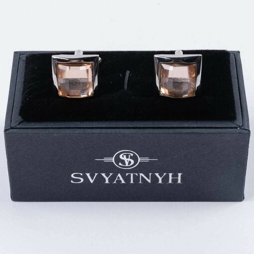 Кликните для увеличения изображения Аренда запонок с оранжевой вставкой для мужских костюмов