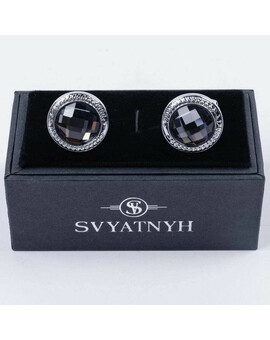 Аренда запонок круглой формы с черными вставками для мужских костюмов, изображение 1