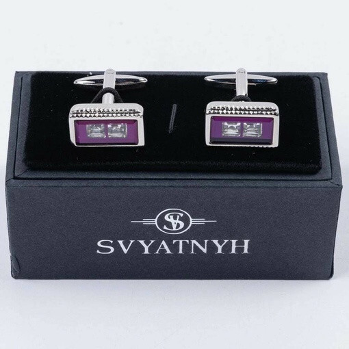 Кликните для увеличения изображения Арендовать запонки с пурпурно-сиреневой вставкой для мужских костюмов