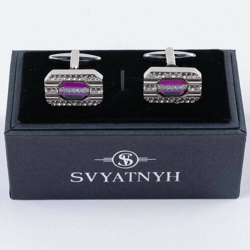 Кликните для увеличения изображения Арендовать запонки с пурпурно-розовой вставкой для мужских костюмов