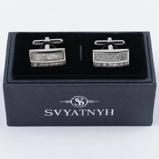 Кликните для увеличения изображения Аренда однотонных запонок с вставкой для мужских костюмов