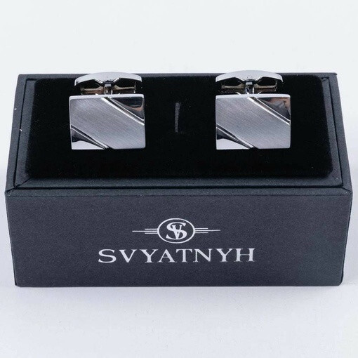 Кликните для увеличения изображения Прокат классических запонок прямоугольной формы для мужских костюмов