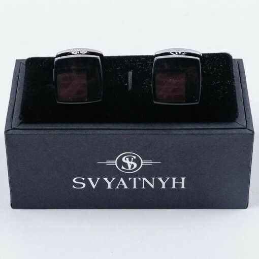 Кликните для увеличения изображения Аренда запонок с вставкой черного цвета для мужских костюмов