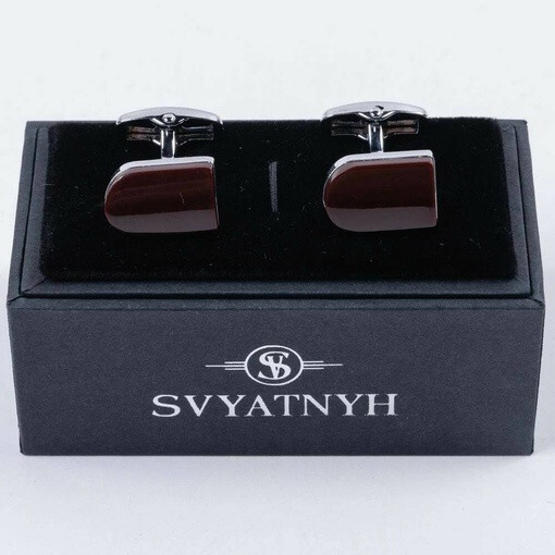 Кликните для увеличения изображения Аренда запонок с коричневой вставкой для мужских костюмов