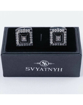 Прокат запонок с украшениями и черными вставками для мужских костюмов, изображение 1