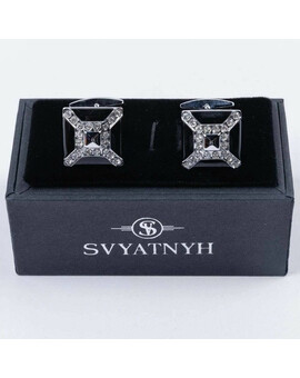 Аренда запонок с украшением и черными вставками для мужских костюмов, изображение 1