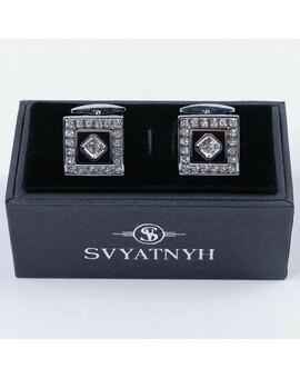 Аренда запонок с черной вставкой и украшениями для мужских костюмов, изображение 1