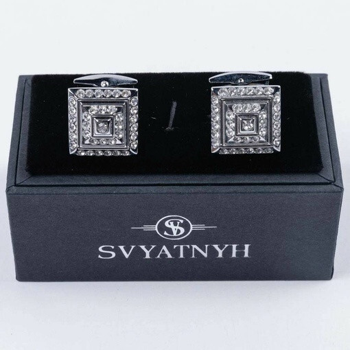 Кликните для увеличения изображения Прокат запонок квадратной формы с украшениями для мужского костюма